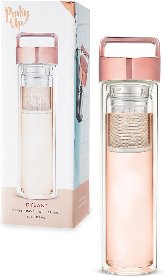 Rose Gold Glass Travel Infuser Bottle